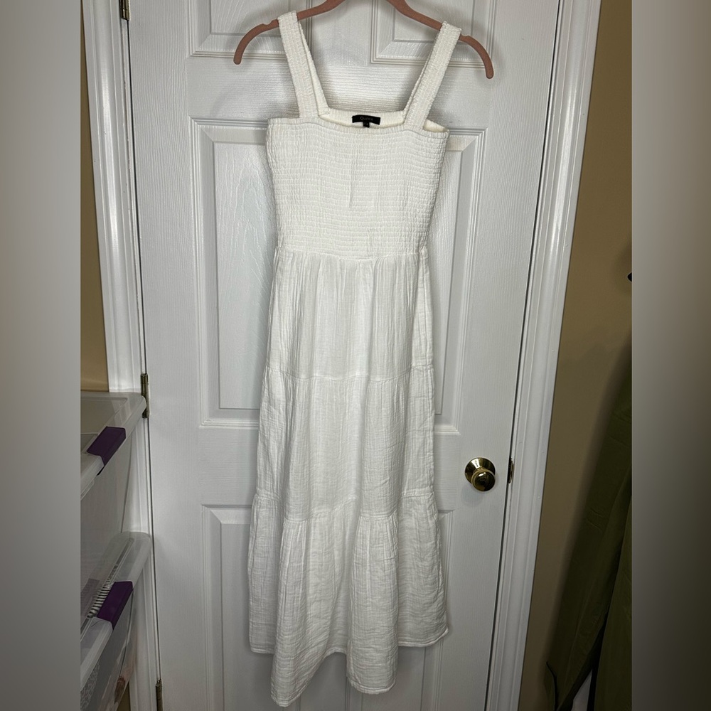 Quince White Maxi Dress with Square Neck